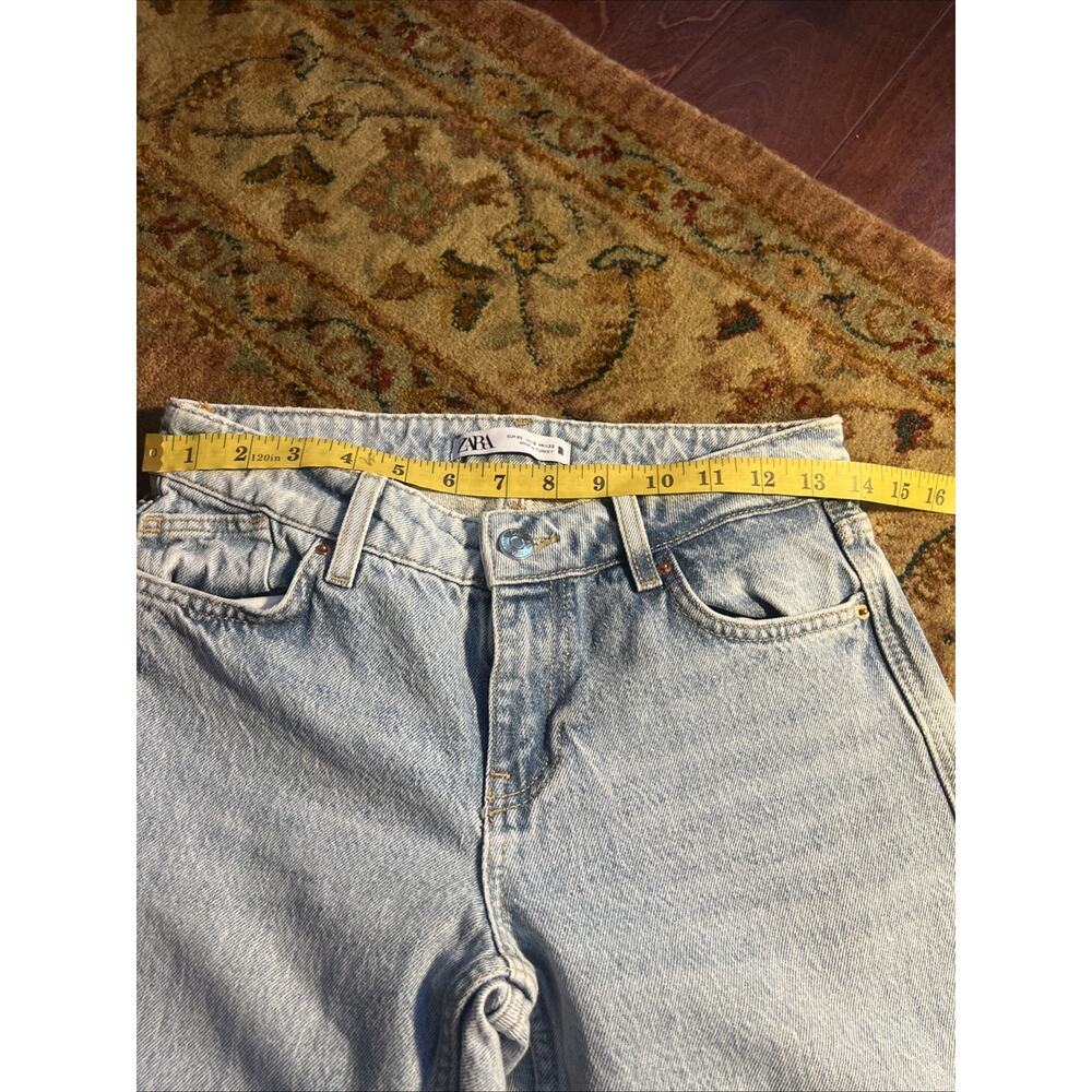Zara Light Wash Straight Leg Cotton High Rise Jeans Y2K Streetwear Mom Sz 0 - Picture 7 of 13